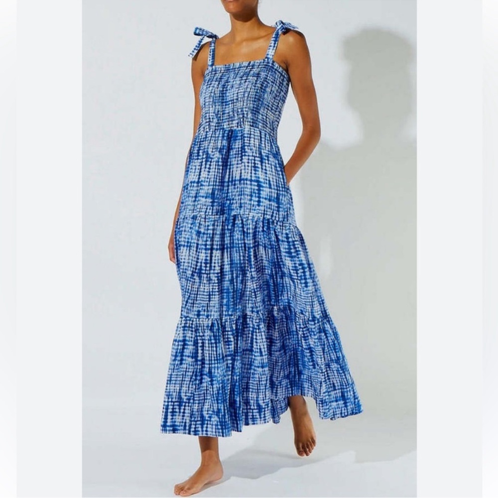Solid & Striped Indigo Shibori Midi Dress Size M